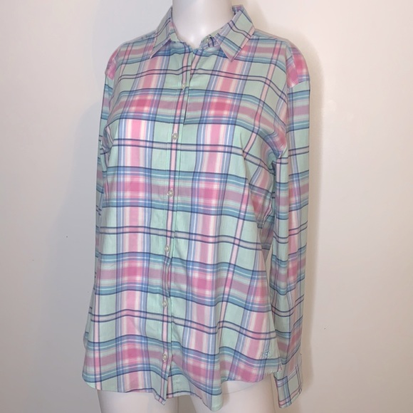 Southern Tide Hadley Pink & Blue Madras Plaid Button Up - Picture 3 of 16